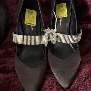 Elegant Black Rhinestone Embellished Women's Heels